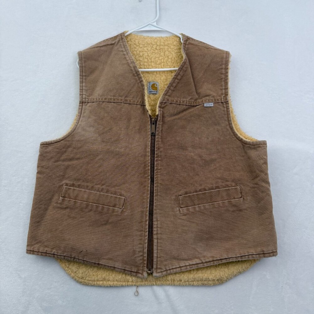 Vintage Carhartt Arctic Vest Mens XL Brown Sherpa Line Made In USA 6SV 90s